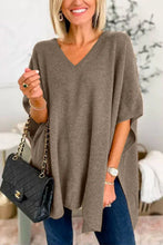 Load image into Gallery viewer, Slit V-Neck Half Sleeve Knit Top