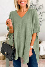 Load image into Gallery viewer, Slit V-Neck Half Sleeve Knit Top