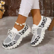 Load image into Gallery viewer, Leopard Mesh Round Toe Athletic