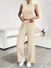 Load image into Gallery viewer, Mock Neck Sleeveless Top and Drawstring Pants Set