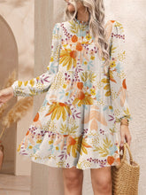 Load image into Gallery viewer, Tiered Printed Long Sleeve Mini Dress