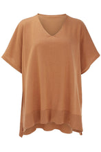 Load image into Gallery viewer, Slit V-Neck Half Sleeve Knit Top