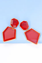 Load image into Gallery viewer, Geometrical Shape Zinc Alloy Frame Resin Dangle Earrings