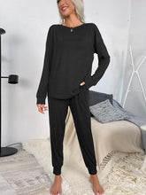 Load image into Gallery viewer, Round Neck Top and Drawstring Pants Lounge Set
