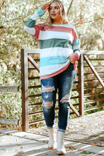 Load image into Gallery viewer, Green Plus Size Colorblock Pullover Top