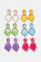 Load image into Gallery viewer, Geometrical Shape Zinc Alloy Frame Resin Dangle Earrings