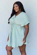 Load image into Gallery viewer, Ninexis Out Of Time Full Size Ruffle Hem Dress with Drawstring Waistband in Light Sage