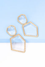 Load image into Gallery viewer, Geometrical Shape Zinc Alloy Frame Resin Dangle Earrings