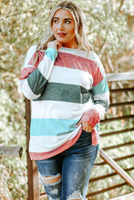 Load image into Gallery viewer, Green Plus Size Colorblock Pullover Top