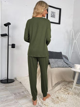 Load image into Gallery viewer, Round Neck Top and Drawstring Pants Lounge Set