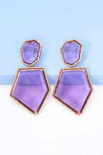 Load image into Gallery viewer, Geometrical Shape Zinc Alloy Frame Resin Dangle Earrings