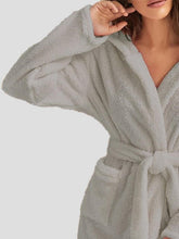 Load image into Gallery viewer, Tie Waist Hooded Robe