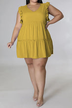 Load image into Gallery viewer, Plus Size V-Neck Frill Trim Mini Dress