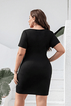 Load image into Gallery viewer, Plus Size Cutout Tie Front Short Sleeve Dress
