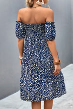 Load image into Gallery viewer, Ditsy Floral Smocked Frill Trim Off-Shoulder Dress