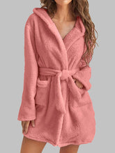 Load image into Gallery viewer, Tie Waist Hooded Robe