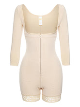 Load image into Gallery viewer, Full Size Zip Up Lace Detail Long Sleeve Shapewear