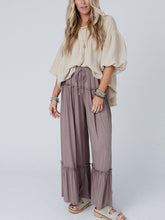 Load image into Gallery viewer, Wide Leg Ruffle Trim Pants