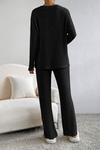 Load image into Gallery viewer, Ribbed V-Neck Top and Pants Lounge Set
