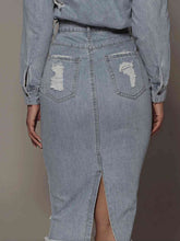 Load image into Gallery viewer, Distressed Slit Denim Skirt