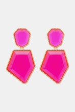 Load image into Gallery viewer, Geometrical Shape Zinc Alloy Frame Resin Dangle Earrings