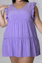 Load image into Gallery viewer, Plus Size V-Neck Frill Trim Mini Dress
