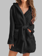 Load image into Gallery viewer, Tie Waist Hooded Robe