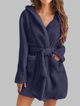 Load image into Gallery viewer, Tie Waist Hooded Robe