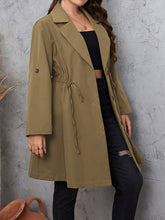 Load image into Gallery viewer, Honey Plus Size Lapel Collar Drawstring Roll-Tab Sleeve Trench Coat
