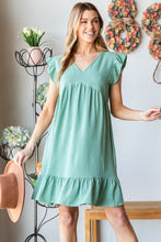 Load image into Gallery viewer, Heimish Full Size Short Sleeve V Neck Ruffled Hem Dress
