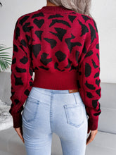 Load image into Gallery viewer, Leopard Round Neck Dropped Shoulder Sweater
