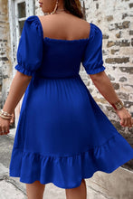 Load image into Gallery viewer, Plus Size Smocked Square Neck Short Sleeve Dress
