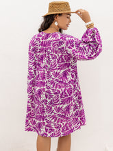 Load image into Gallery viewer, Plus Size Printed V-Neck Balloon Sleeve Mini Dress
