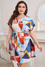 Load image into Gallery viewer, Plus Size Notched Neck Tie Waist Dress
