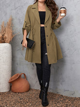 Load image into Gallery viewer, Honey Plus Size Lapel Collar Drawstring Roll-Tab Sleeve Trench Coat
