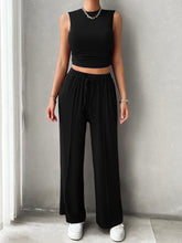 Load image into Gallery viewer, Mock Neck Sleeveless Top and Drawstring Pants Set
