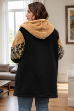 Load image into Gallery viewer, Plus Size Leopard Zip Up Hooded Outerwear
