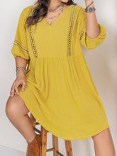 Load image into Gallery viewer, Plus Size Eyelet Swiss Dot Half Sleeve Mini Dress
