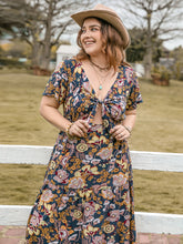 Load image into Gallery viewer, Plus Size Tied Printed Short Sleeve Midi Dress
