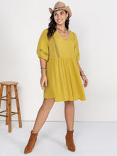 Load image into Gallery viewer, Plus Size Eyelet Swiss Dot Half Sleeve Mini Dress
