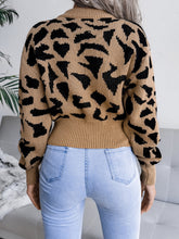 Load image into Gallery viewer, Leopard Round Neck Dropped Shoulder Sweater
