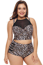 Load image into Gallery viewer, Plus Size Halter Push up Lattice Mesh Swim Bikini
