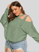 Load image into Gallery viewer, Plus Size Cold-Shoulder Tied Top
