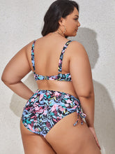 Load image into Gallery viewer, Plus Size Printed Drawstring Detail Bikini Set
