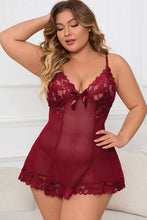 Load image into Gallery viewer, Plus Size Lace Detail Spaghetti Strap Lounge Dress
