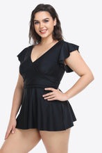 Load image into Gallery viewer, Plus Size Ruffled Plunge Swim Dress and Bottoms Set
