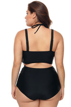 Load image into Gallery viewer, Plus Size Halter Push up Lattice Mesh Swim Bikini
