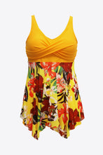 Load image into Gallery viewer, Plus Size Floral Two-Tone Asymmetrical Hem Two-Piece Swimsuit
