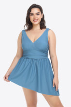 Load image into Gallery viewer, Plus Size Plunge Sleeveless Two-Piece Swimsuit
