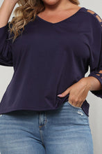 Load image into Gallery viewer, Plus Size Cutout Three-Quarter Sleeve Blouse
